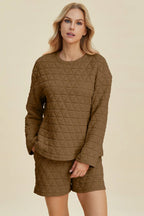 Textured Long Sleeve Top & Shorts Set – Comfy, Chic & Versatile