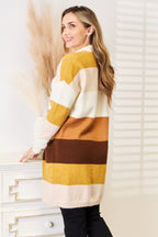 Color-Block Dropped Shoulder Cardigan – Cozy, Trendy & Eye-Catching