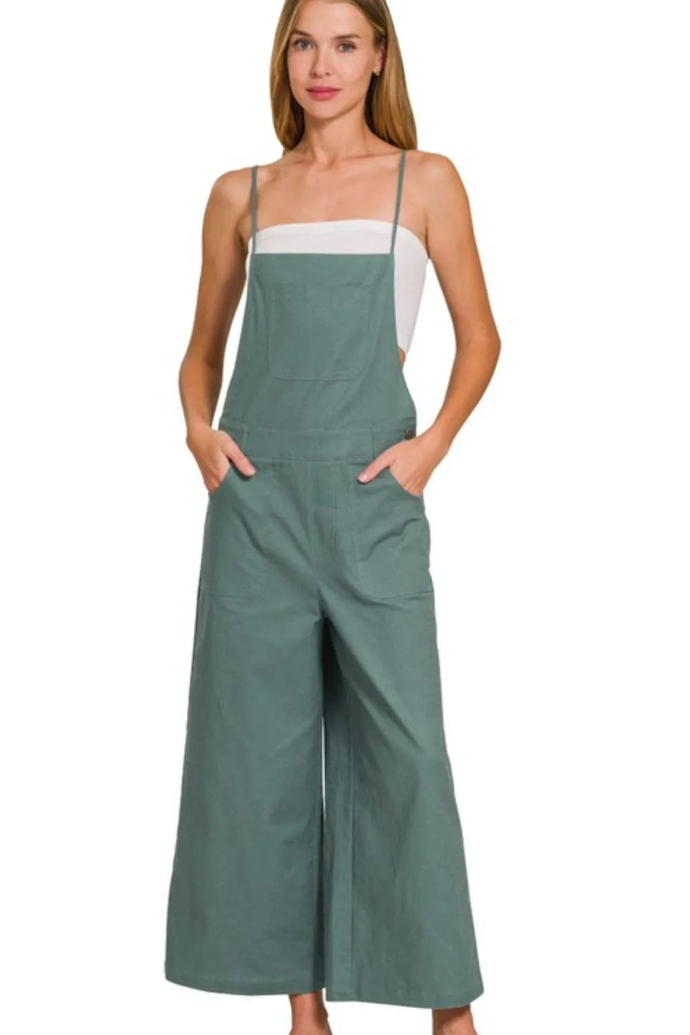 Woven Spaghetti Strap Overalls – Lightweight Casual Summer Style