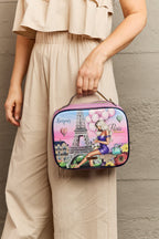Nicole Lee Printed Handbag – Pebbled & Patent Leather with 3 Pouches