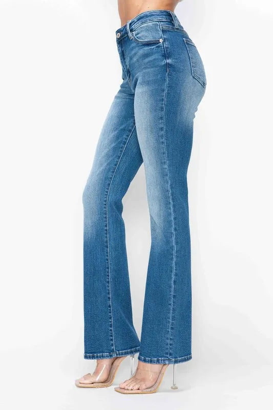 Distressed High Rise Bootcut Jeans – Vintage Style & All-Day Comfort