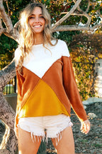 BiBi Color Block Geometric Sweater – Bold, Modern & Cozy Knitwear Style