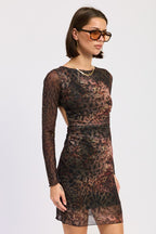 Emory Park Mini Mesh Dress – Open Back Animal Print Chic Style