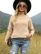 Hope Horizon Apricot Frenchy Mock Neck Drop Shoulder Sweater