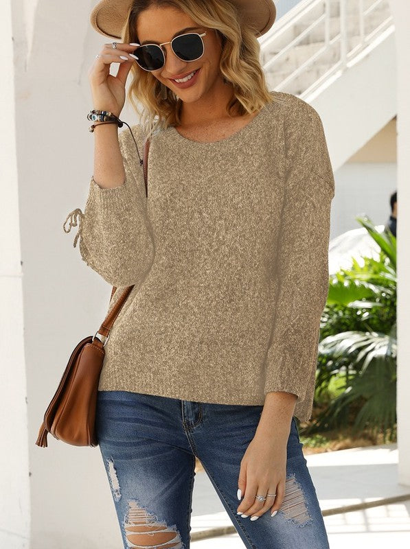 Hope Horizon Glitter Ribbed Long Sleeve Knit Sweater
