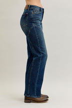 Judy Blue Women's Full Length High Waist Seam Detail Straight Leg Jeans