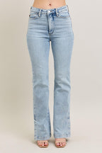 Judy Blue Women's High Waist Tummy Control Vintage Wash Slim Bootcut Jeans.