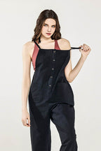 Noflik Plus Sleeveless Overall Jumpsuit – Chic Button Down Style