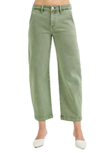 Dreamkue-Risen Women's Tummy Control High Rise Cropped Barrel Jeans