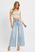 Risen Women's High Rise Ankle Wide Leg Palazzo Jeans