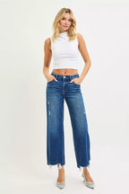 Risen Women’s High Rise Crop Wide Leg Jeans
