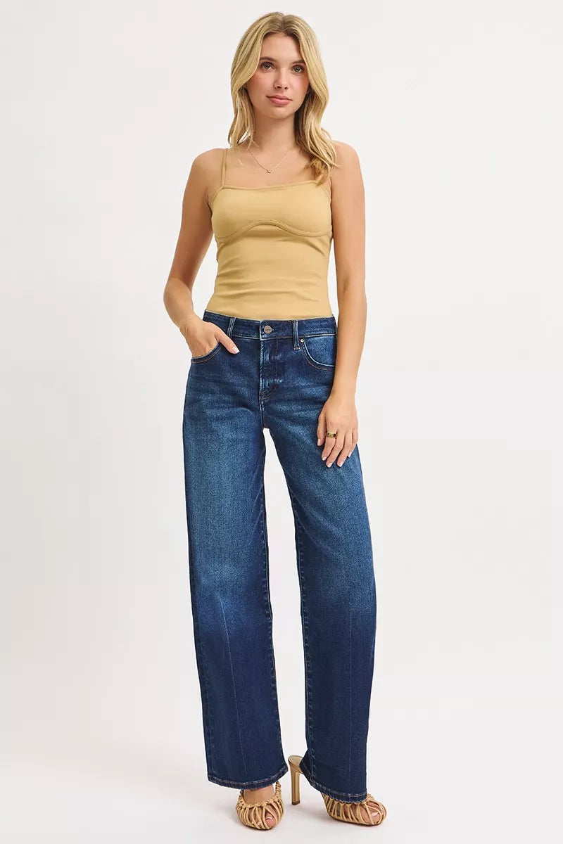 Risen Jeans Mid Rise Wide Leg Baggy Women's Denim