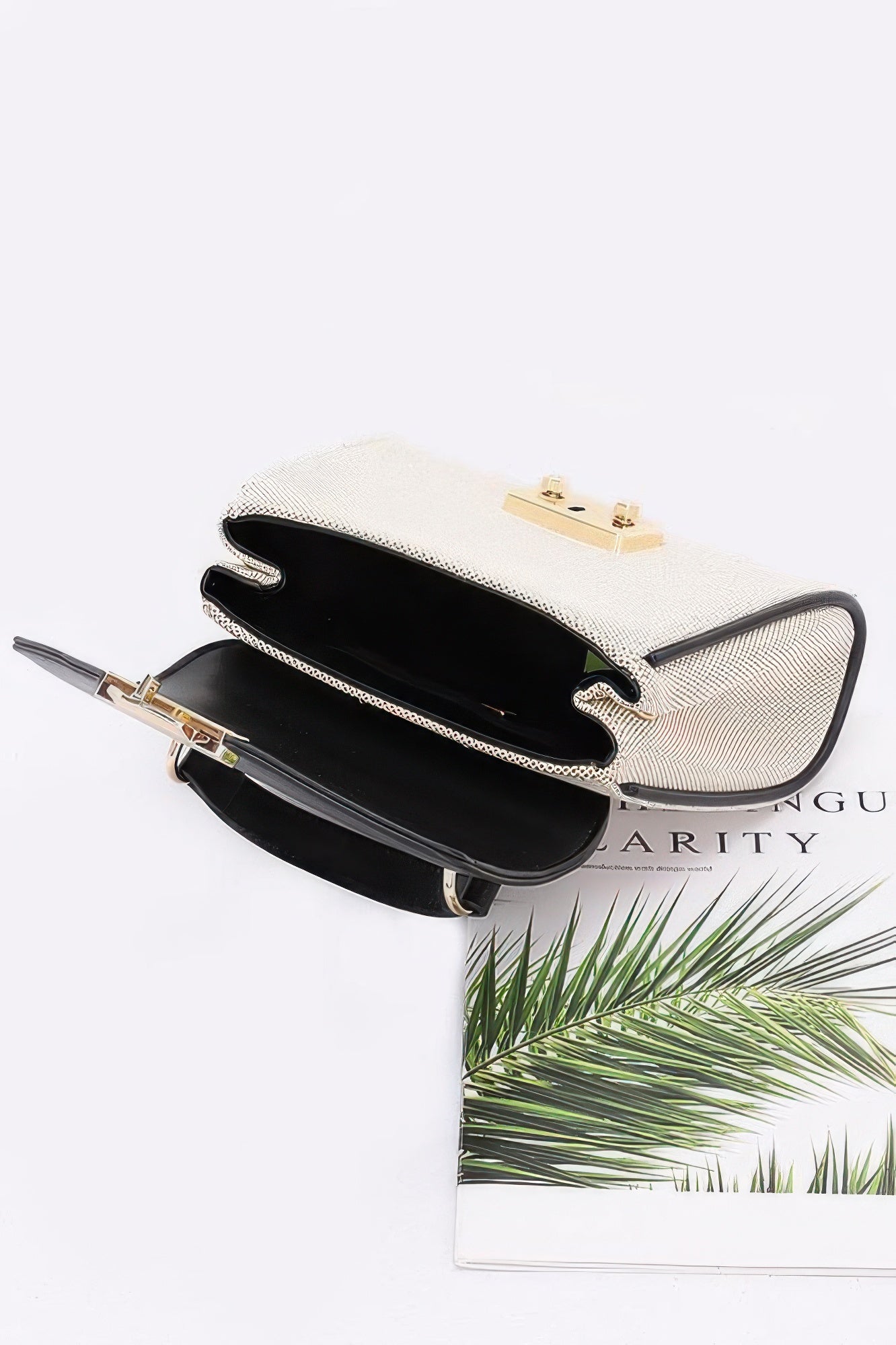 Canvas Top Handle Flap Bag – Chic, Durable & Mixed Metal Accents