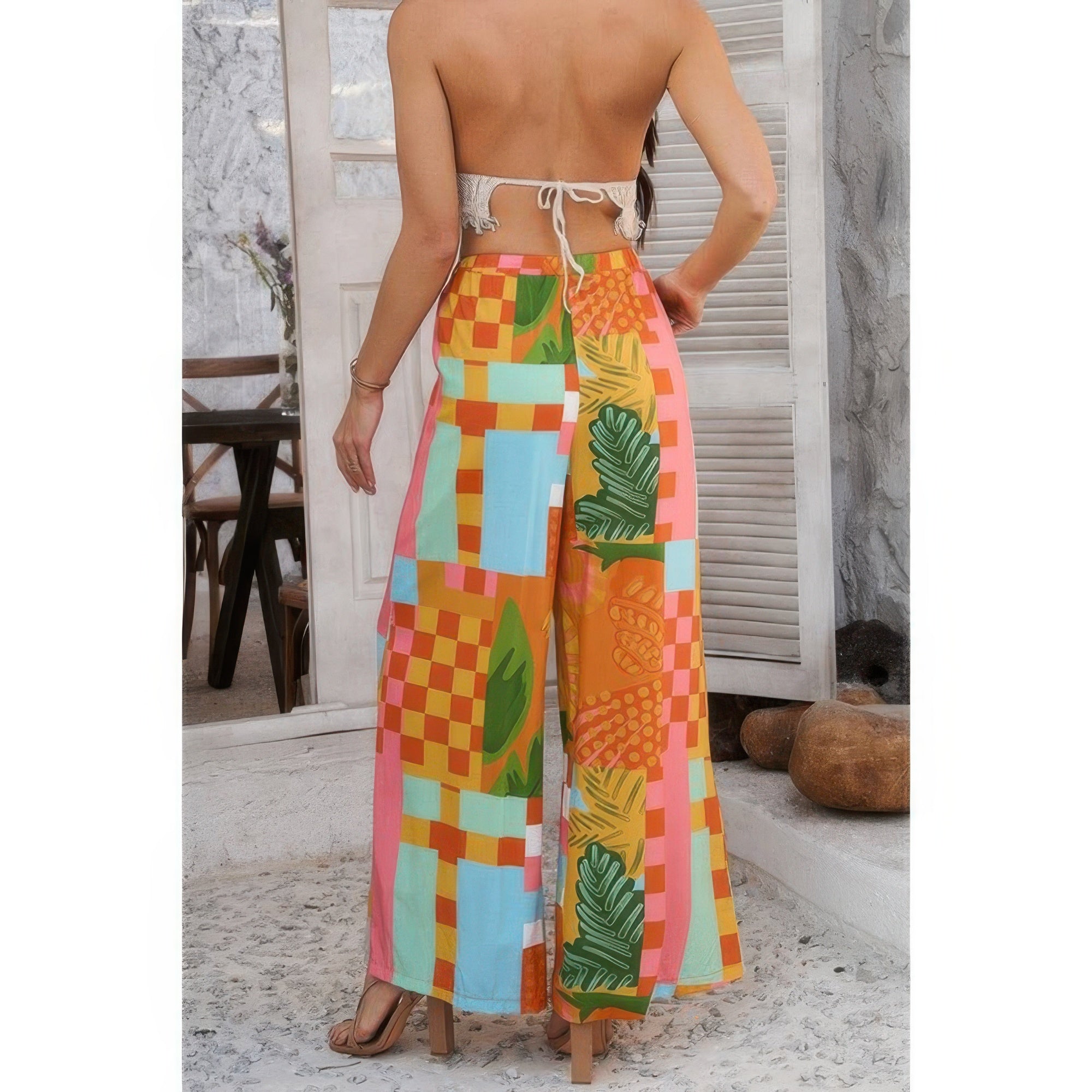 Allover Print Wide Leg Pants with Drawstring & Pockets – Relaxed Fit