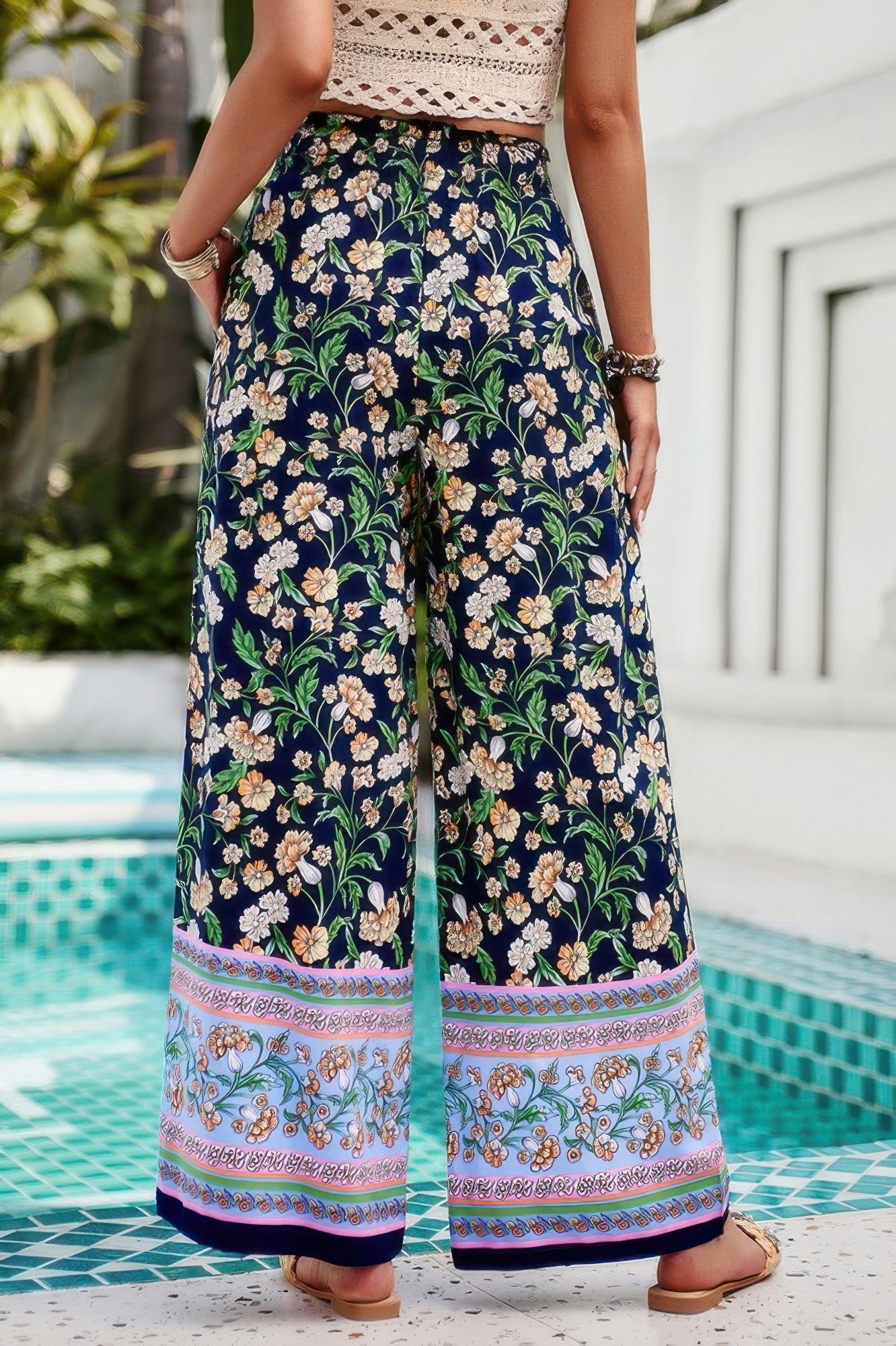 Floral High-Waist Wide-Leg Pants – Lightweight & Bold