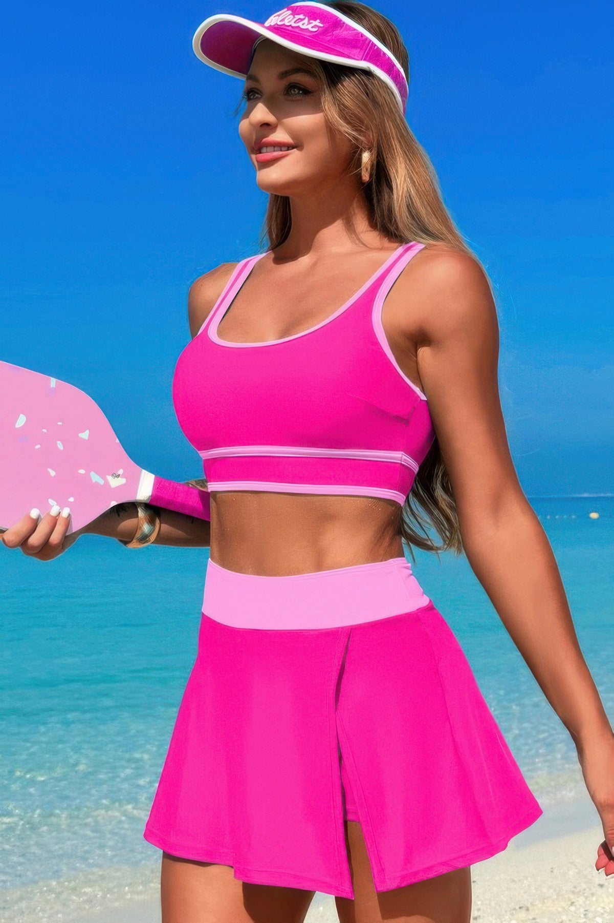 Color Block High-Waisted Skirt Swimsuit – Two-Piece Set with Retro Charm