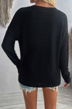 Solid Textured V-Neck Long Sleeve Shirt with Pocket | Casual & Stylish