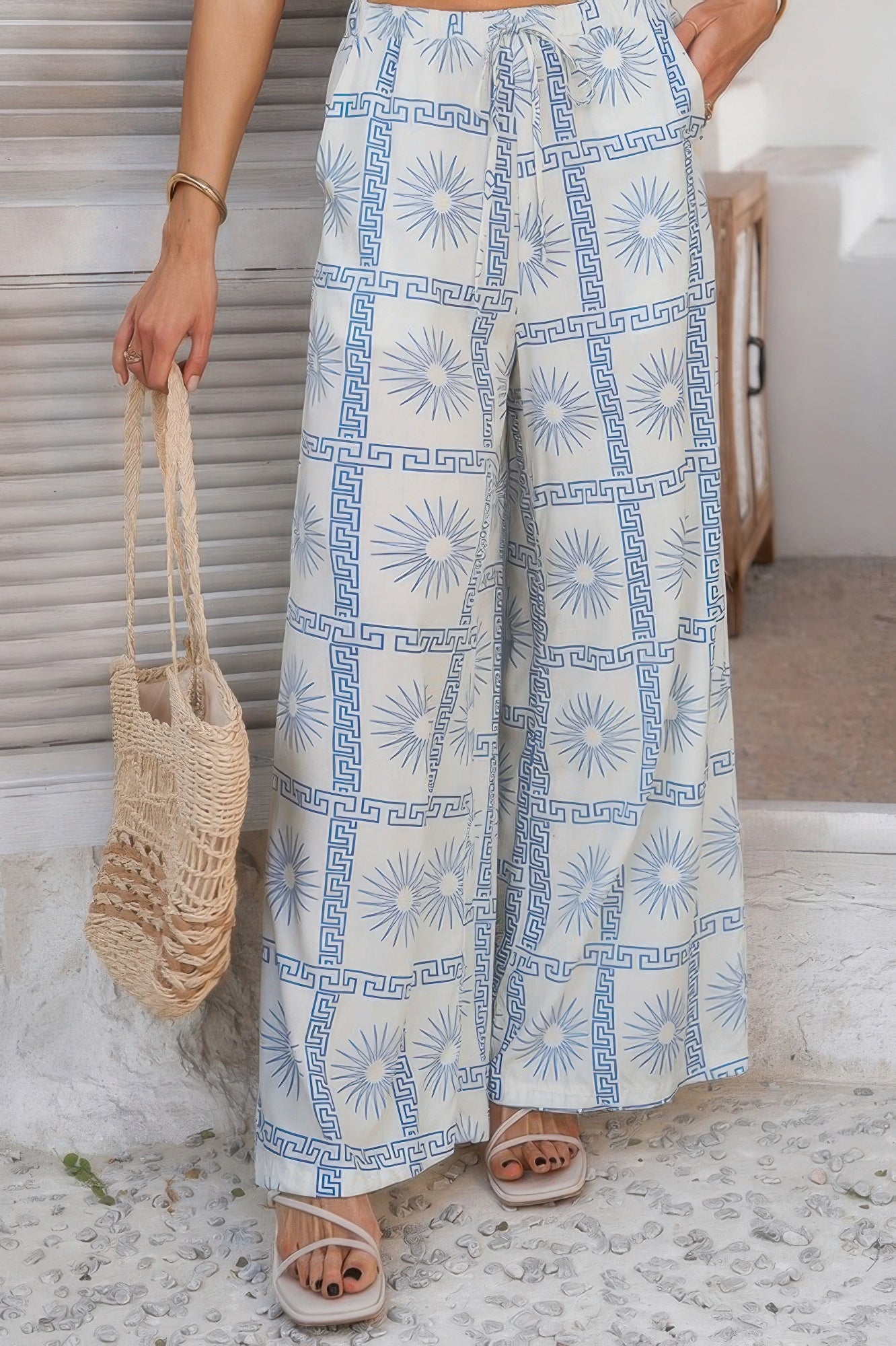 Printed Wide Leg Pants with Drawstring – Lightweight, Stylish & Comfy