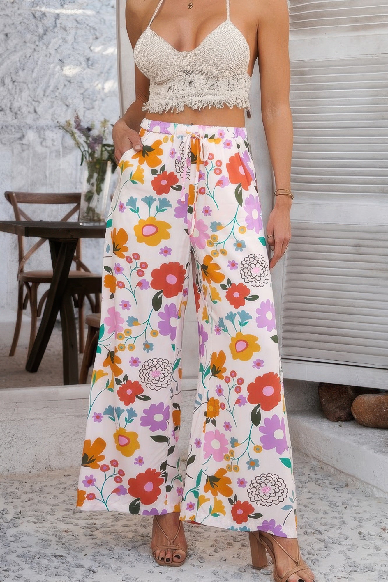 Printed Wide Leg Pants with Drawstring – Lightweight, Stylish & Comfy