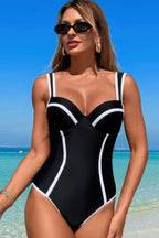 Stripe Sweetheart Neckline One-Piece Swimsuit – Flattering & Nautical Style