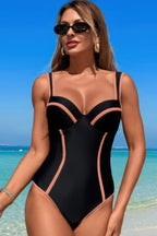 Stripe Sweetheart Neckline One-Piece Swimsuit – Flattering & Nautical Style