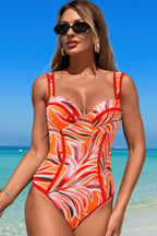 Stripe Sweetheart Neckline One-Piece Swimsuit – Flattering & Nautical Style