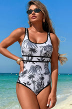 U-Neck Contrast Trim Stripe One-Piece Swimsuit – Classic & Flattering Fit