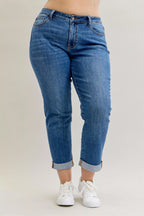 Judy Blue Mid Rise Boyfriend Cuffed Jeans – Relaxed Classic Fit