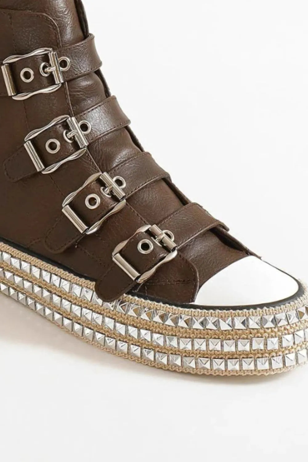 Multi-Buckle Studded Platform Sneakers – Punk Rock Street Style