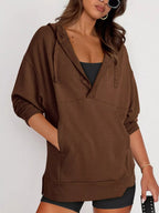 Drawstring Kangaroo Pocket Long Sleeve Hoodie – Cozy Casual Layer