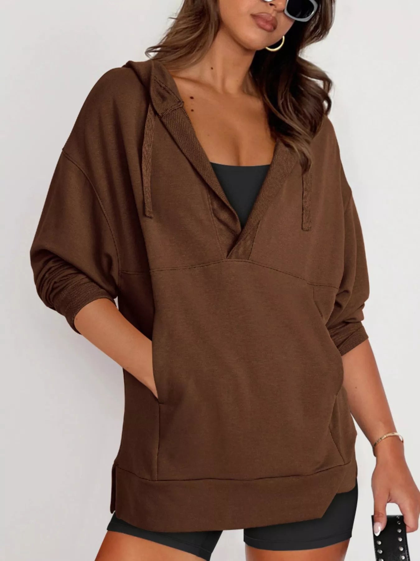 Drawstring Kangaroo Pocket Long Sleeve Hoodie – Cozy Casual Layer