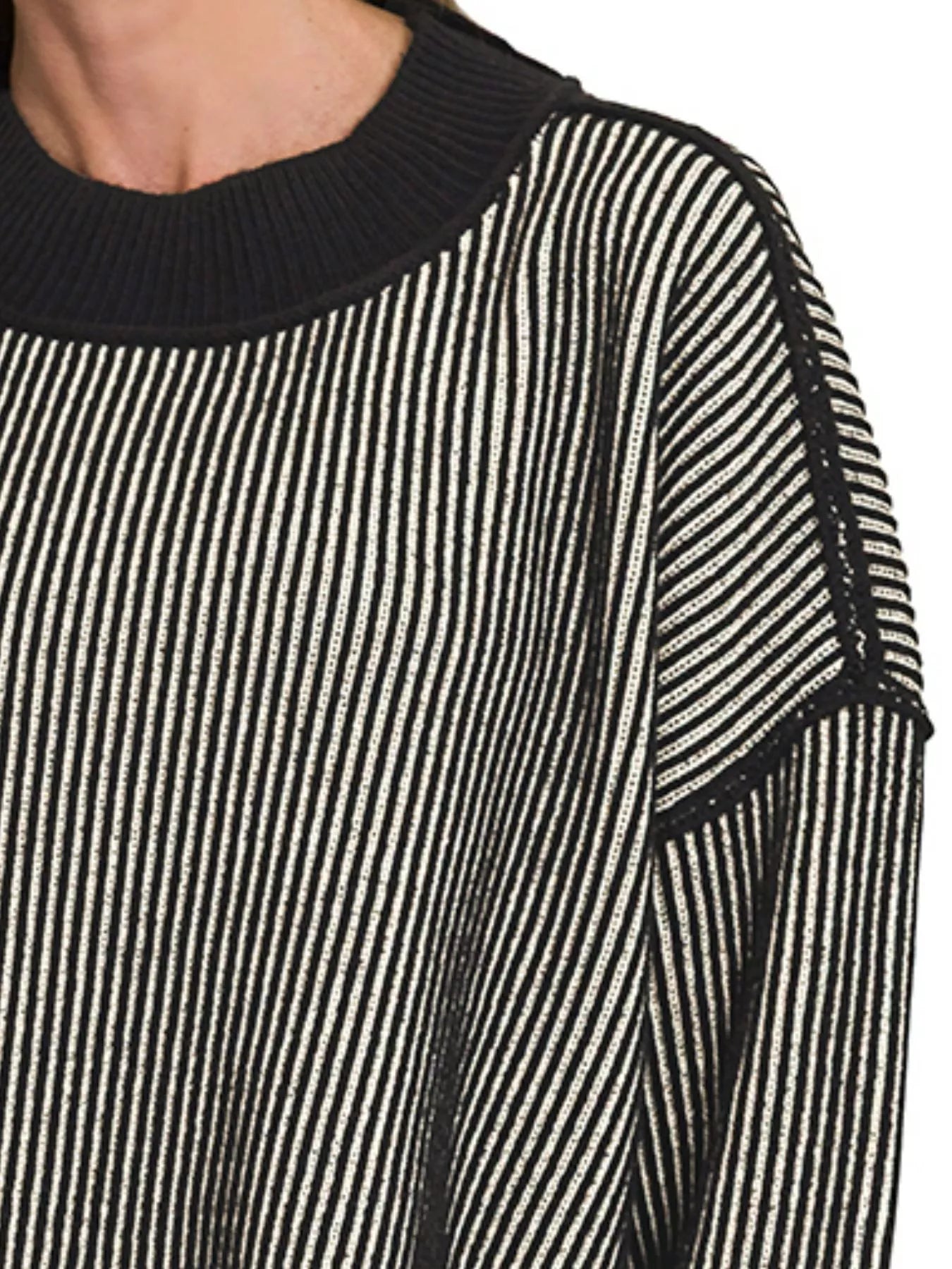Zenana Ribbed Two-Tone Exposed Seam Sweater – Modern Cozy Style