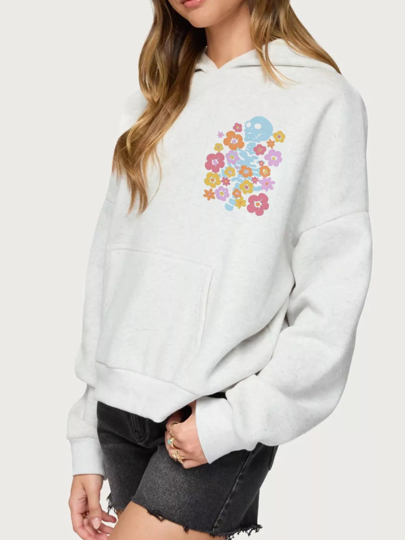 Drop Shoulder Graphic Hoodie with Kangaroo Pocket – Trendy Casual