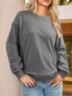 Striped Round Neck Long Sleeve Sweatshirt – Casual Cozy Style