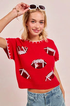 Gameday Sequin Football Sweater – Sporty, Cozy & Eye-Catching Style