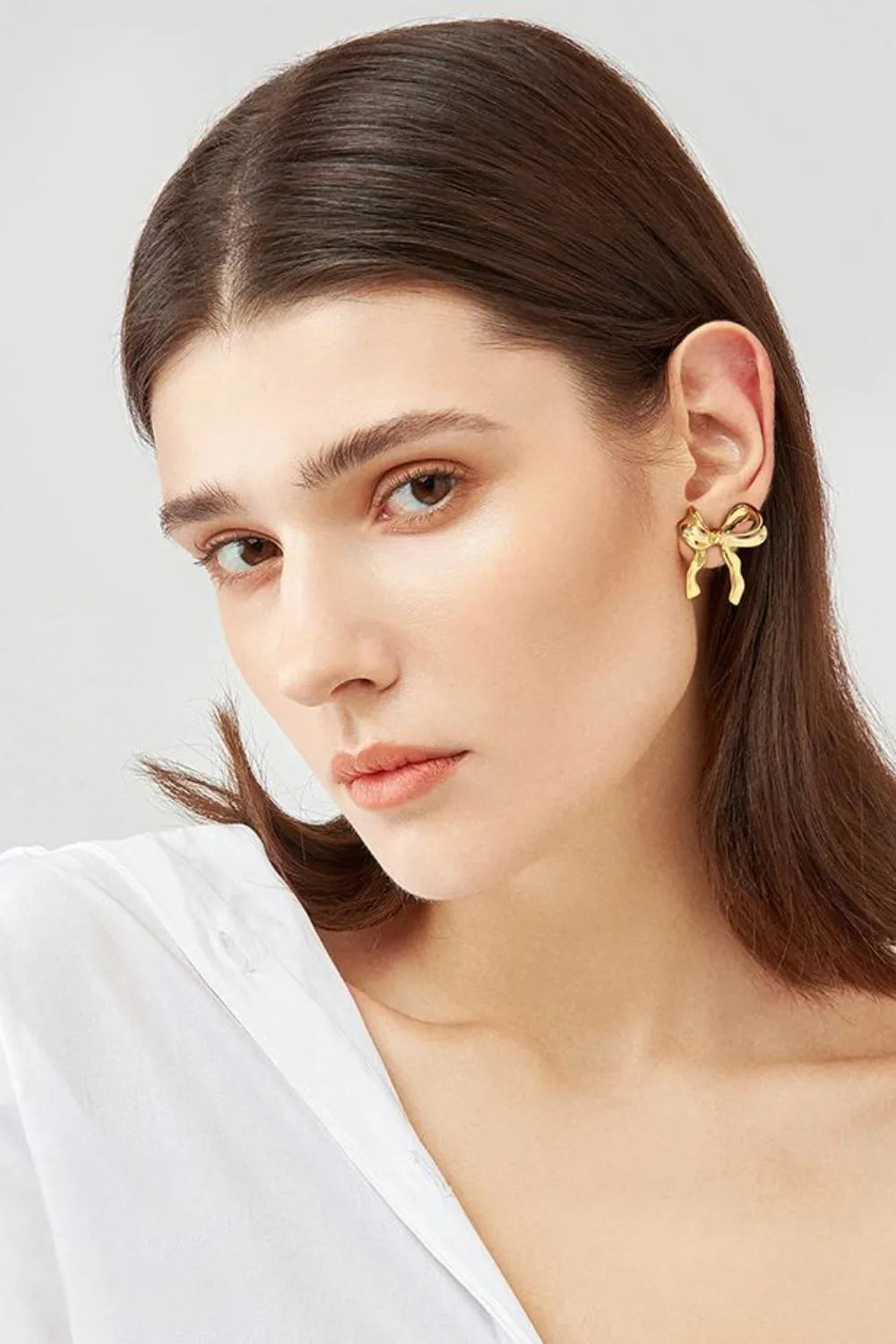 Brass Bow Stud Earrings – Cute Feminine Everyday Jewelry