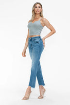 Bytos Raw Hem Distressed Crop Jeans – Stylish Mid Rise Flare Denim
