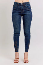 Judy Blue High Rise Embroidered Skinny Jeans – Chic Statement Denim