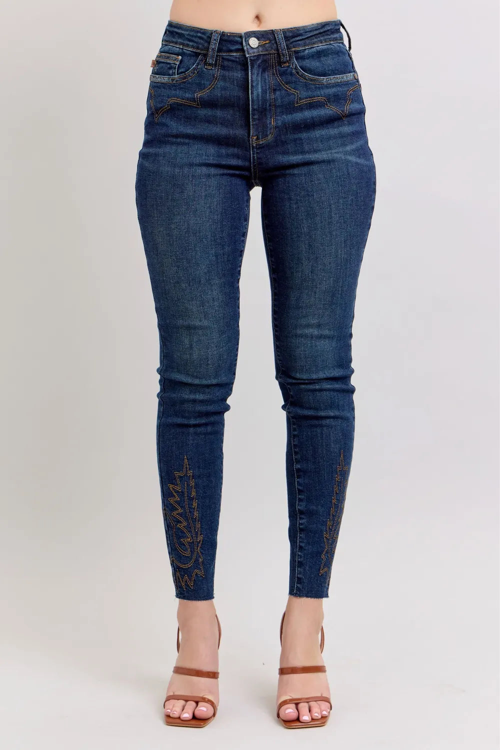 Judy Blue High Rise Embroidered Skinny Jeans – Chic Statement Denim