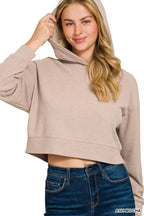 Zenana Drop Shoulder Ribbed Crop Hoodie – Trendy Cozy Streetwear