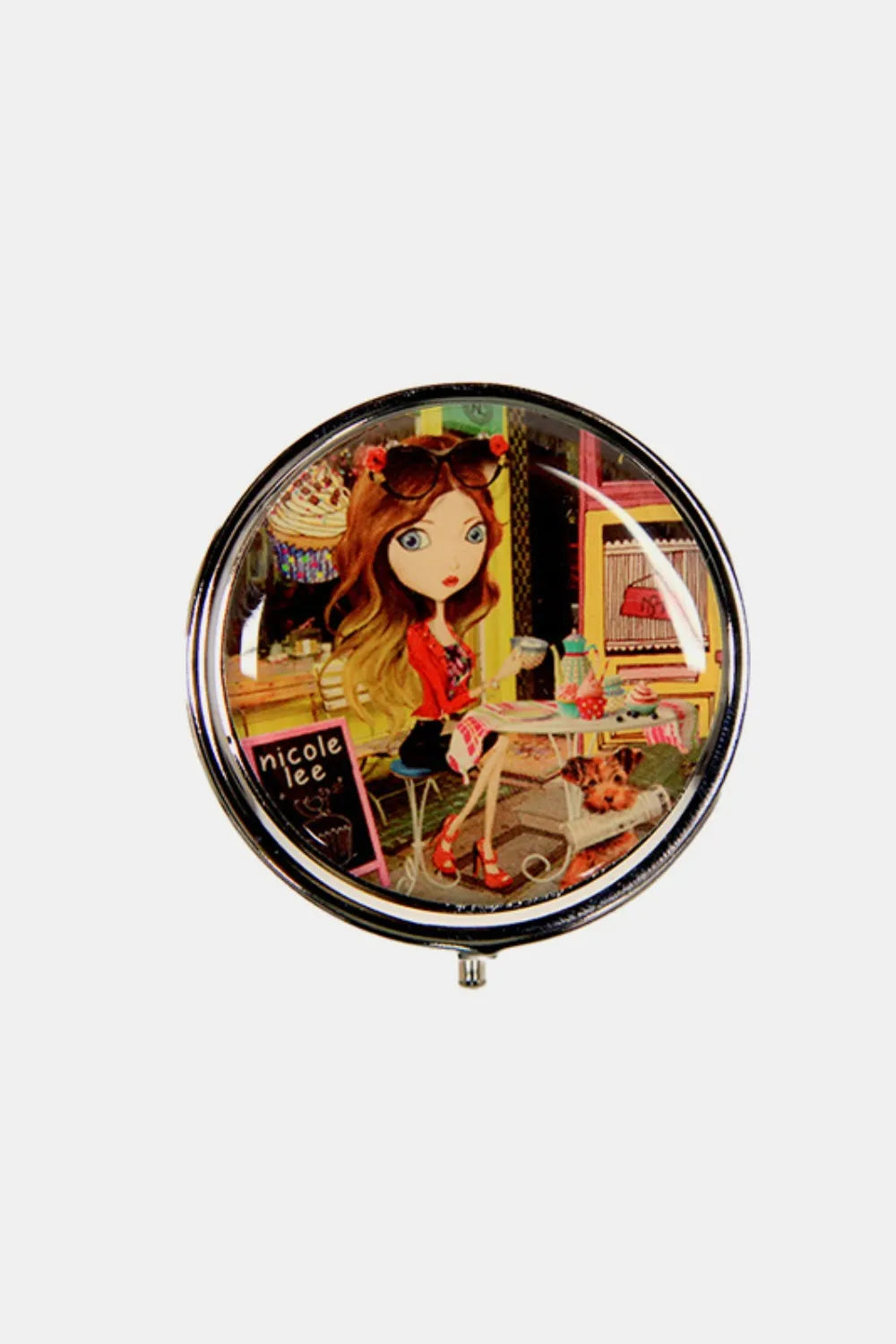 Nicole Lee Metallic Circular Pill Case – Chic, Compact & Organized