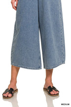 Medium Washed Wide Leg Denim Overalls | Women’s Retro Casual Jeans
