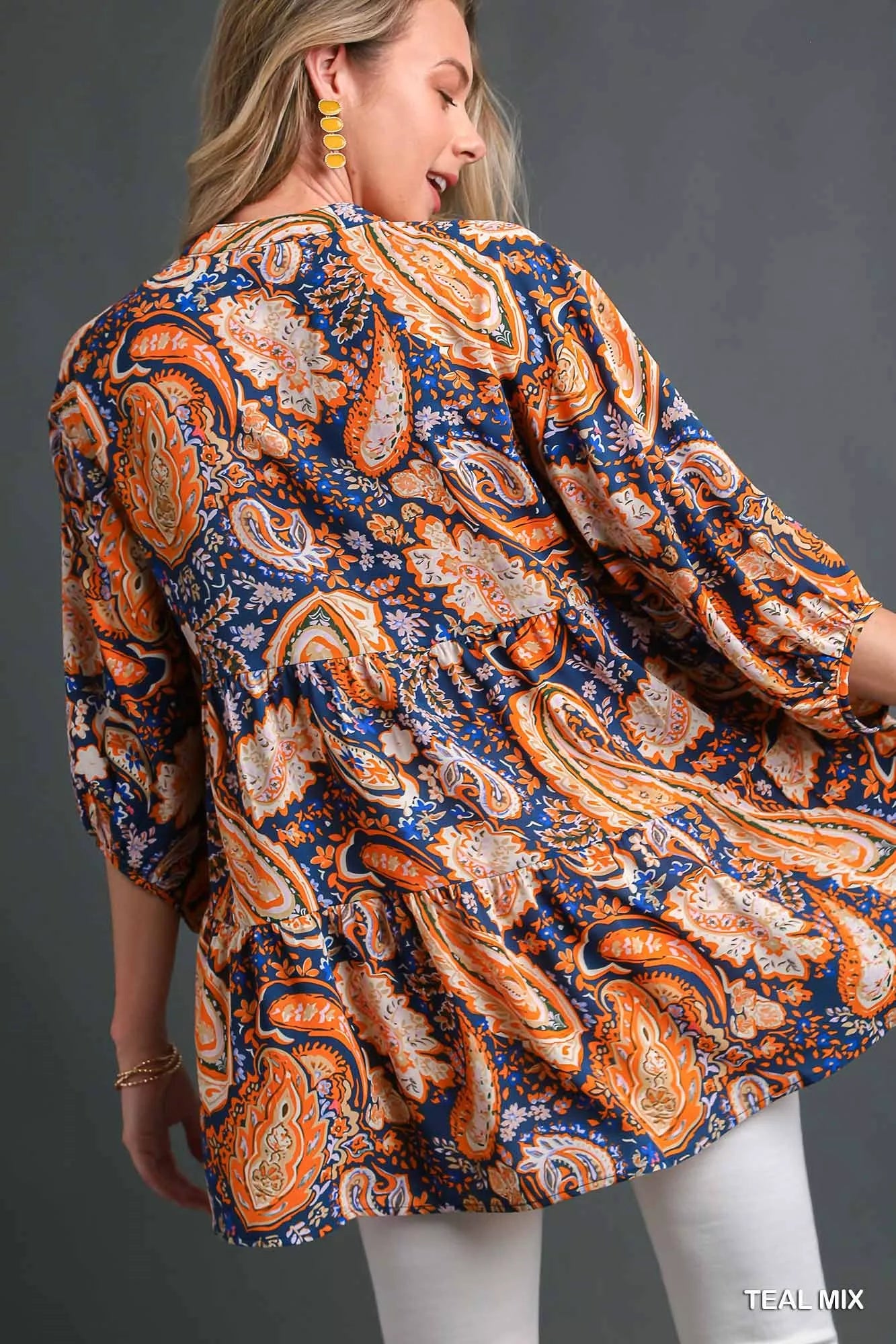Mix Paisley Boho Tunic Blouse – Flowy Bohemian Top for Any Occasion