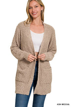 Long Sleeve Popcorn Knit Cardigan with Pockets – Cozy Layering Piece