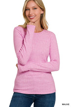 Zenana Pink Ribbed Long Sleeve Tee – Soft Stretch Everyday Style