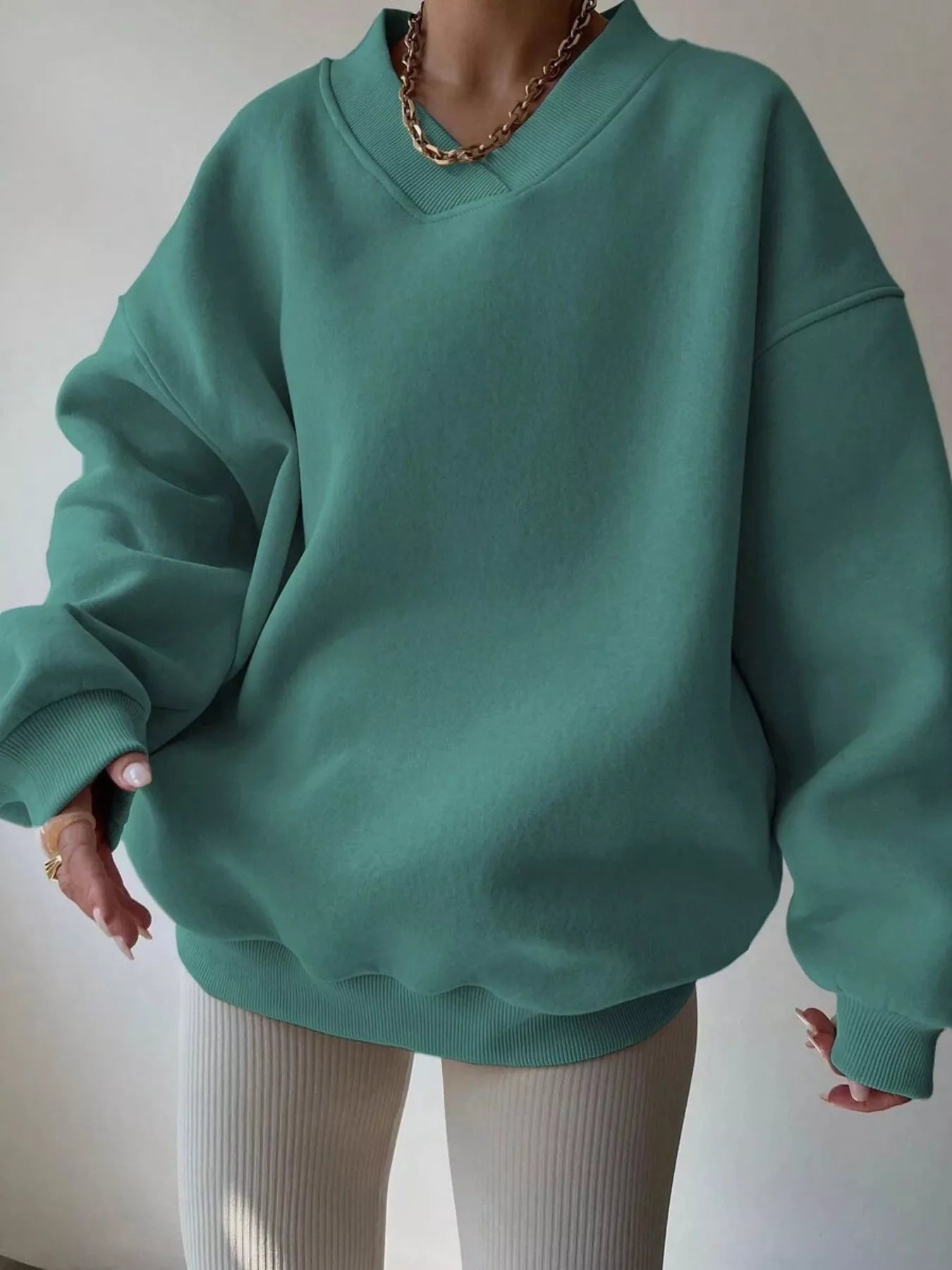Dropped Shoulder Long Sleeve Oversized Sweatshirt – Cozy Casual Fit