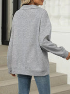 Johnny Collar Long Sleeve Sweatshirt – Casual Chic & Cozy