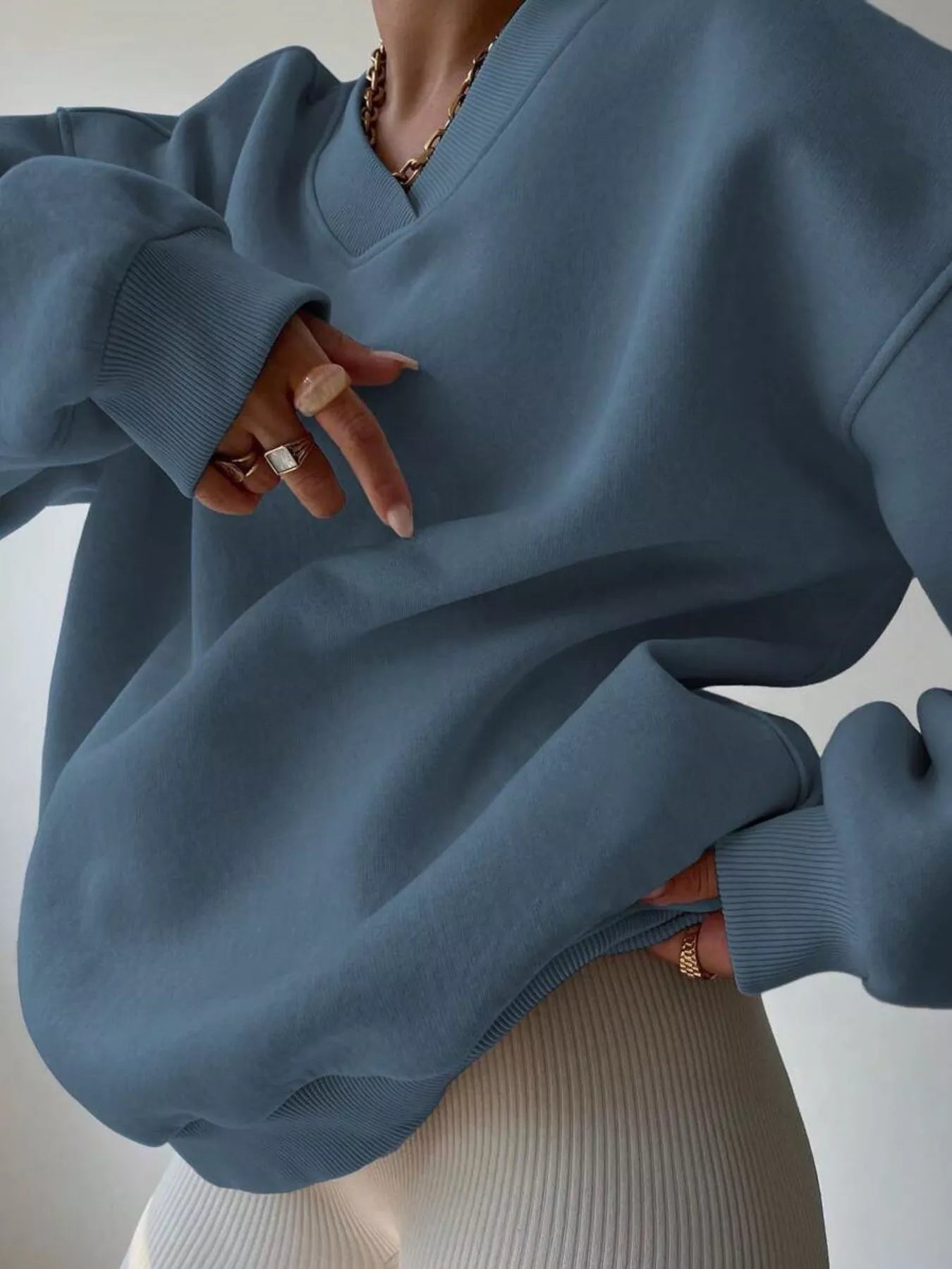 Dropped Shoulder Long Sleeve Oversized Sweatshirt – Cozy Casual Fit