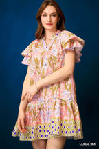 Floral Ruffle-Sleeve Tunic Dress – Feminine Style for Any Occasion