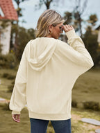 Zip Up Drawstring Long Sleeve Hooded Jacket – Casual Lightweight Layer